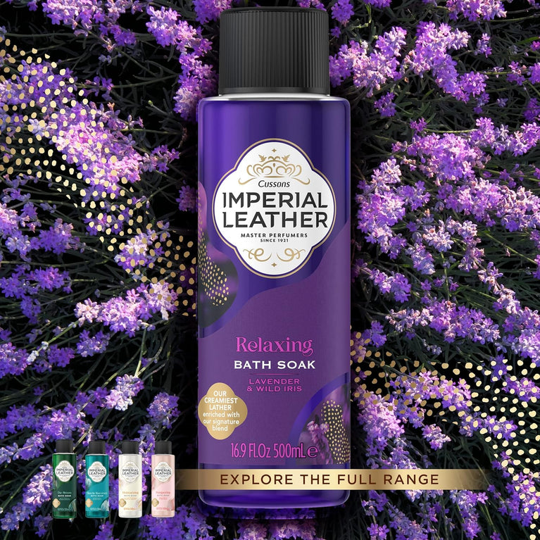 Imperial Leather Relaxing Bath Soak, Lavender & Wild Iris, Pack of 4 x 500ml