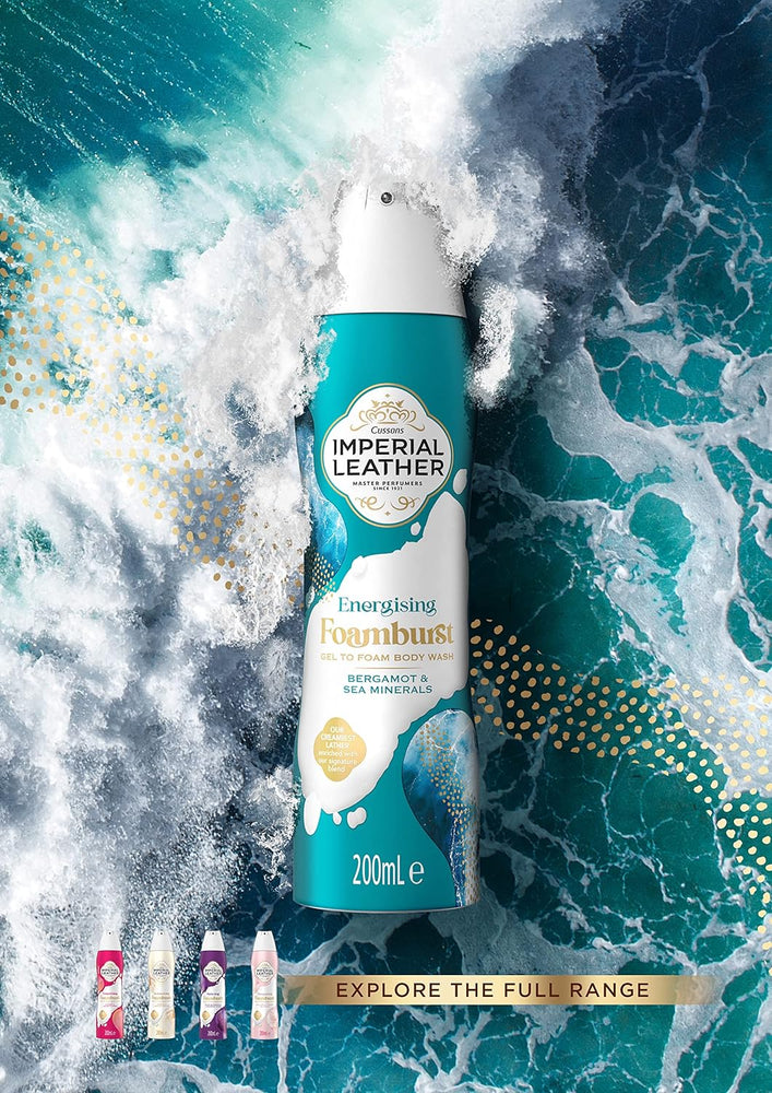 Imperial Leather Foamburst Energising Shower Gel with Bergamot & Sea Minerals - Pack of 6 x 200ml