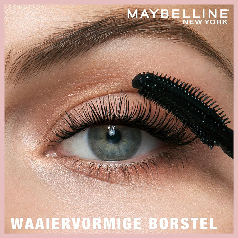 Maybelline New York Lash Sensational, Waterproof Volumizing Mascara in Black with Curved Silicone Brush, 9.5 ml