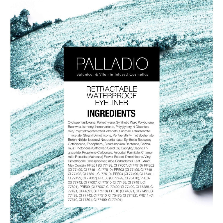 Palladio Pure Black Eyeliner Pencil: Waterproof, Retractable, Richly Pigmented, Long-lasting, Smudge-Proof, No Sharpening Needed, Infused with Aloe Vera, Cruelty-Free and Paraben-Free