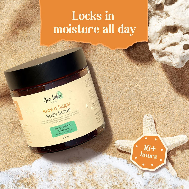 Brown Sugar Scrub - Body Scrub Exfoliator for Women & Men, Exfoliating Body Scrub for Firm and Hydrated Skin, Natural Scrubs & Body Treatments, Vegan Body Exfoliator Scrub for Dead Skin, Salt Scrub