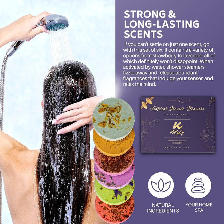 Katty Loy - Aromatherapy Shower Steamers Gift Set - Natural Spa Experience - Lavender Rose Mint - Perfect Gift for Women