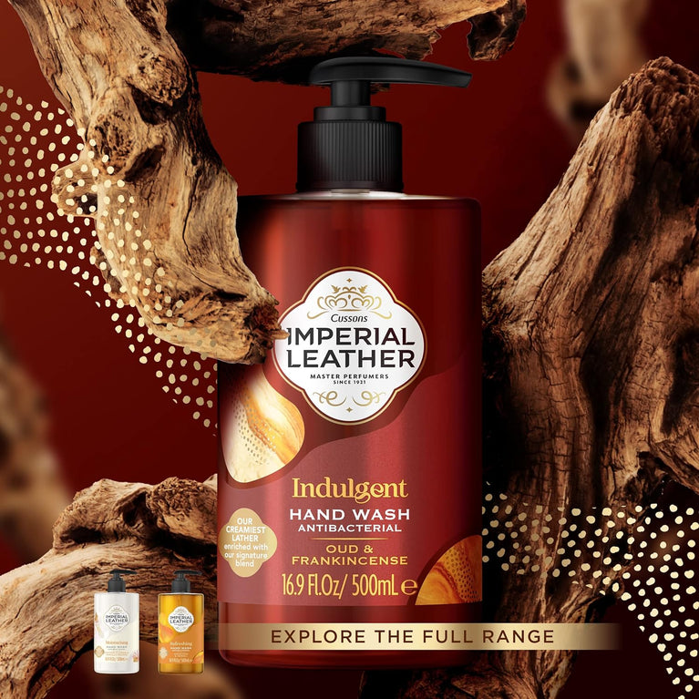 Luxurious Imperial Leather Antibacterial Hand Wash, Oud & Frankincense, Signature Oil Blend, Gentle Skin Care, 6 Pack x 500ml - Bulk Buy