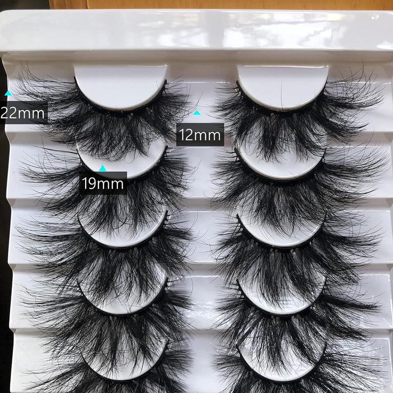 GMAGICTOBO Handmade 20mm 3D Mink False Eyelashes, 8 Pairs Fluffy Wispy Dramatic Eye Lashes Pack with Thick Volume, Soft and Lightweight for Bold Queen Makeup Look