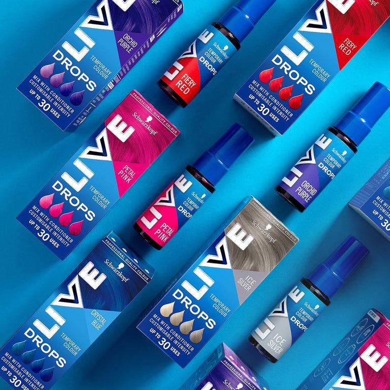 Schwarzkopf LIVE Colour Drops, Vegan, Semi-permanent, Blue Hair Dye, Lasts 2 to 12 Washes, Crystal Blue 30 ml