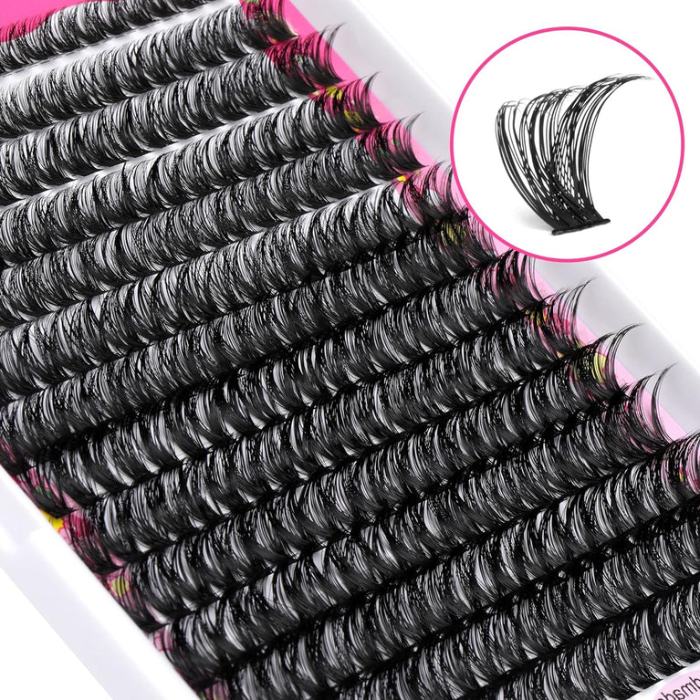 Wiwoseo Home Eyelash Extension Kit with Natural Russian Cluster Lashes, Bond & Seal Glue, and Tweezer – DIY Individual Lash Kit for Easy Self-Application (50pc 9-16MM)