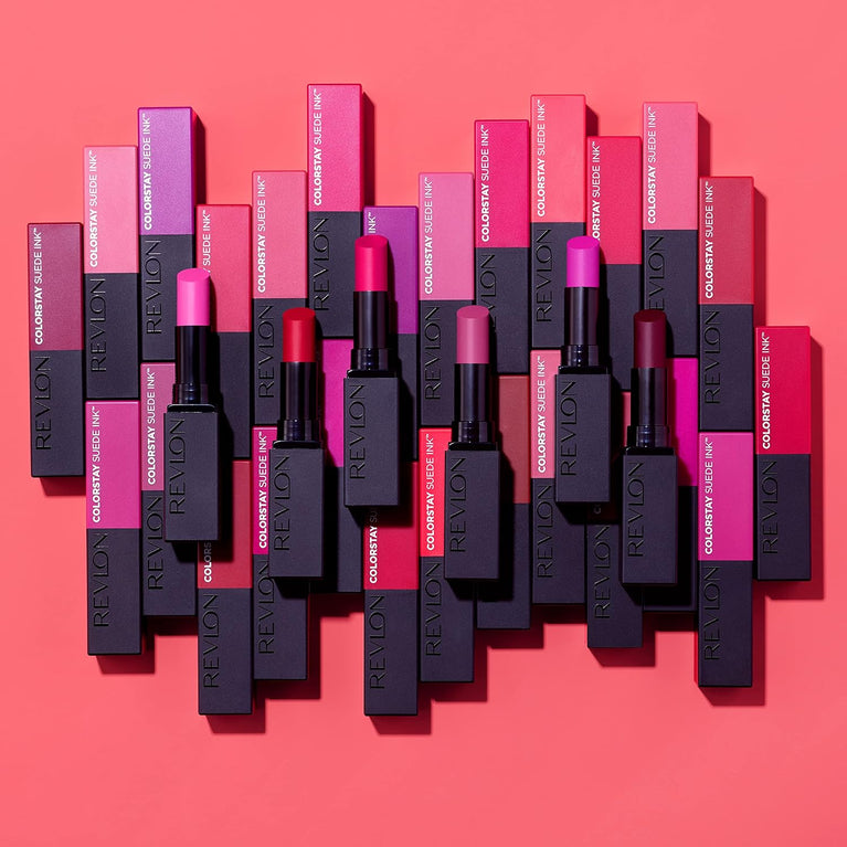 Revlon ColorStay Flame-Red Suede Ink Lipstick with 8HR No-Transfer Formula