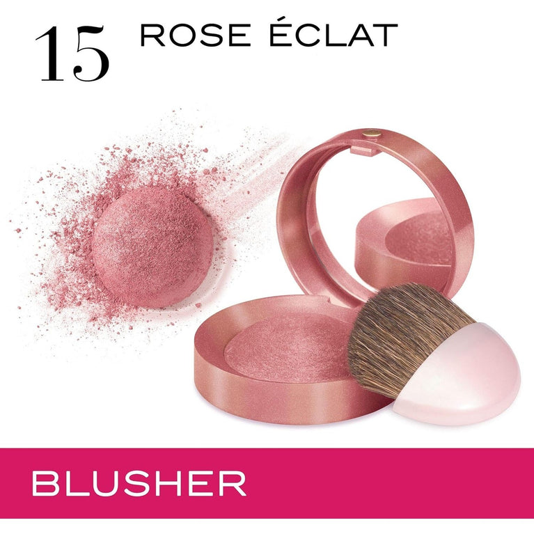 Bourjois Fine Texture Radiant Rose Glow Blusher with Built-in Mirror and Brush, 2.5g