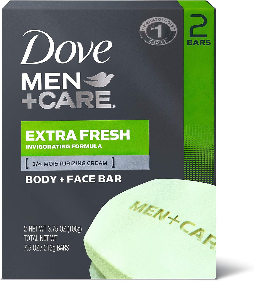 Extra Fresh Dove Men's Body and Face Bars - 2 X 90g Unisex Soap