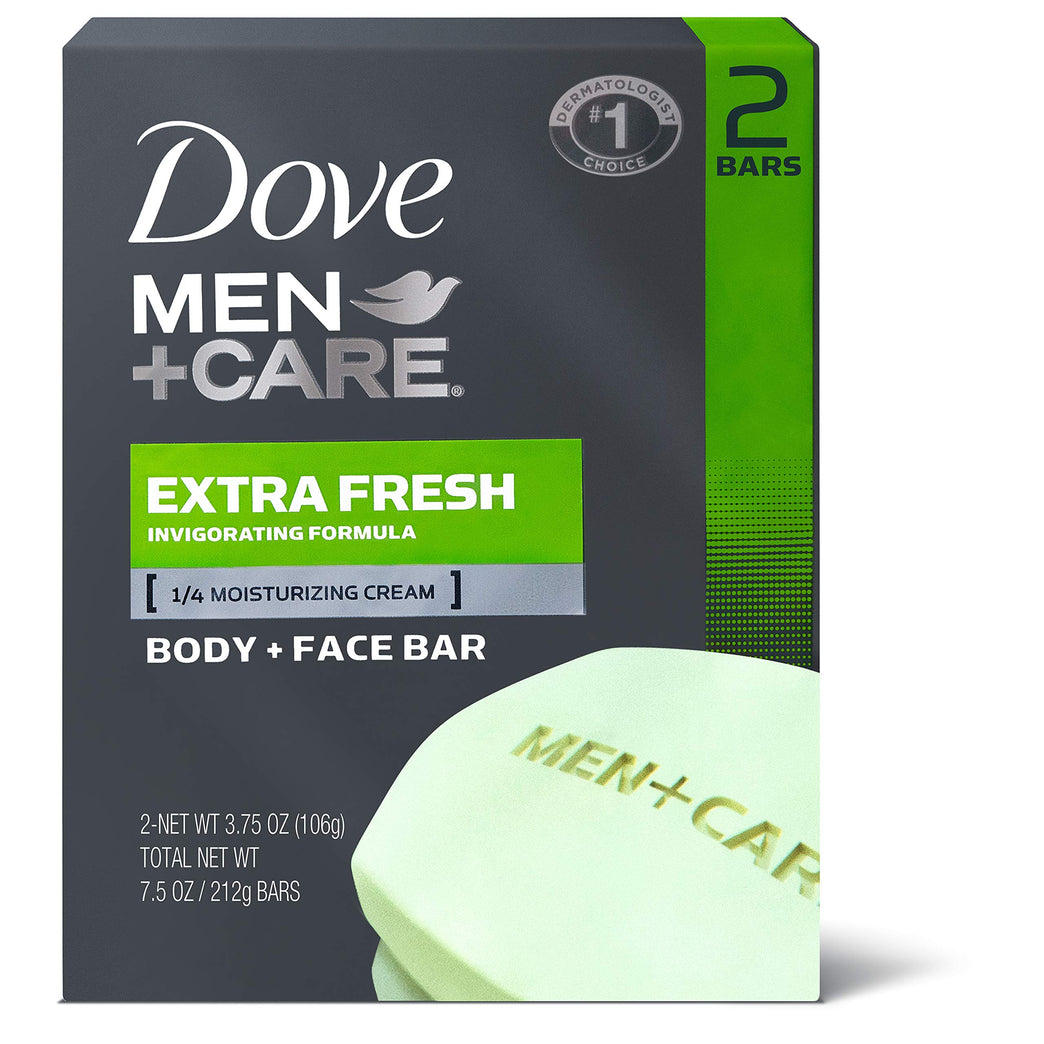 Extra Fresh Dove Men's Body and Face Bars - 2 X 90g Unisex Soap