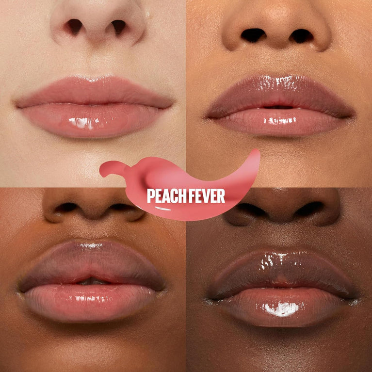Maybelline New York Peach Fever 005, Lifter Gloss for Full Lips with Plumping Heat Sensation, Infused with Vegan Hyaluronic Acid and Chili Pepper, Extra-Large Wand for Easy Application