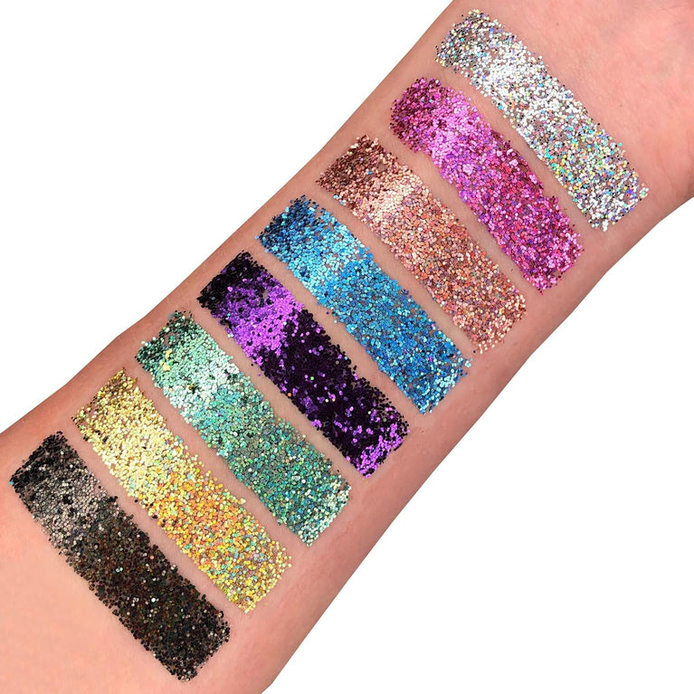 Moon Glitter's Holographic Silver Cosmetic Glitter Shakers – Perfect for Festival & Nightclub Makeup for Face, Body, Nails, Hair, Lips – 5g