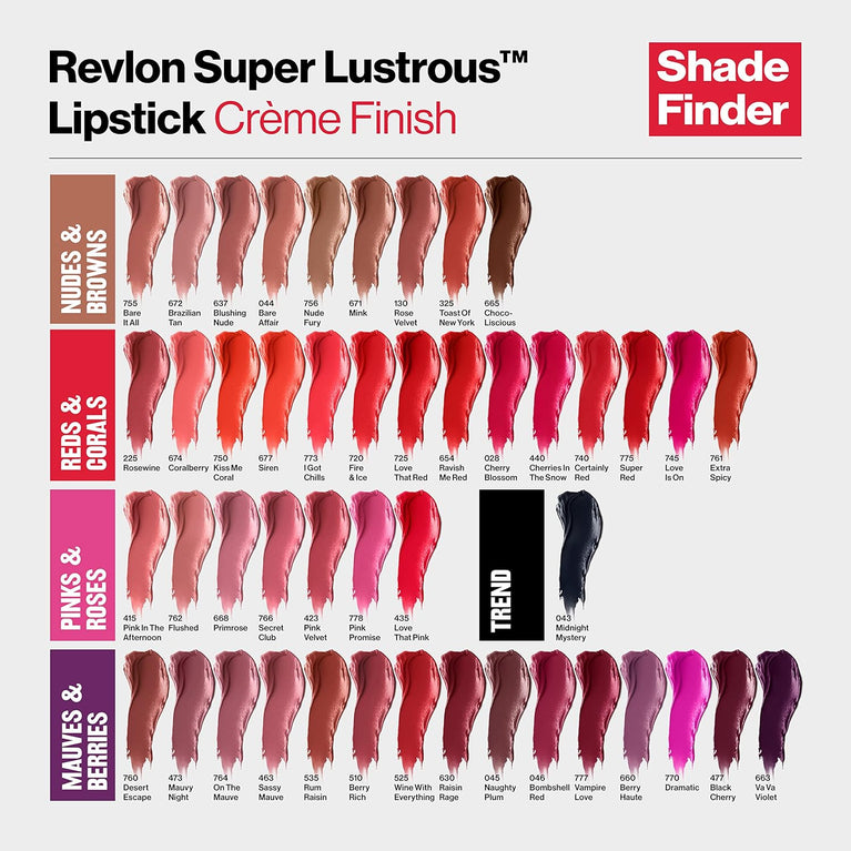 Revlon Iconic High-Impact Lipstick, Love is On (745), Enriched with Vitamin E and Avocado Oil in Vibrant Red/Coral Shade