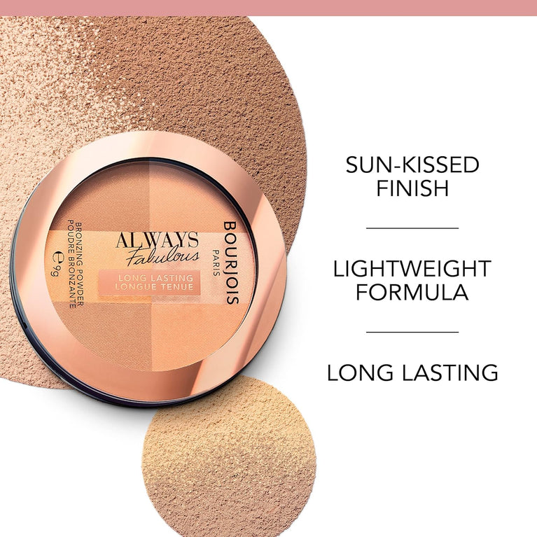 Bourjois Always Fabulous Medium Shade Bronzer - Long-Lasting, Sun-Kissed Glow, 9g