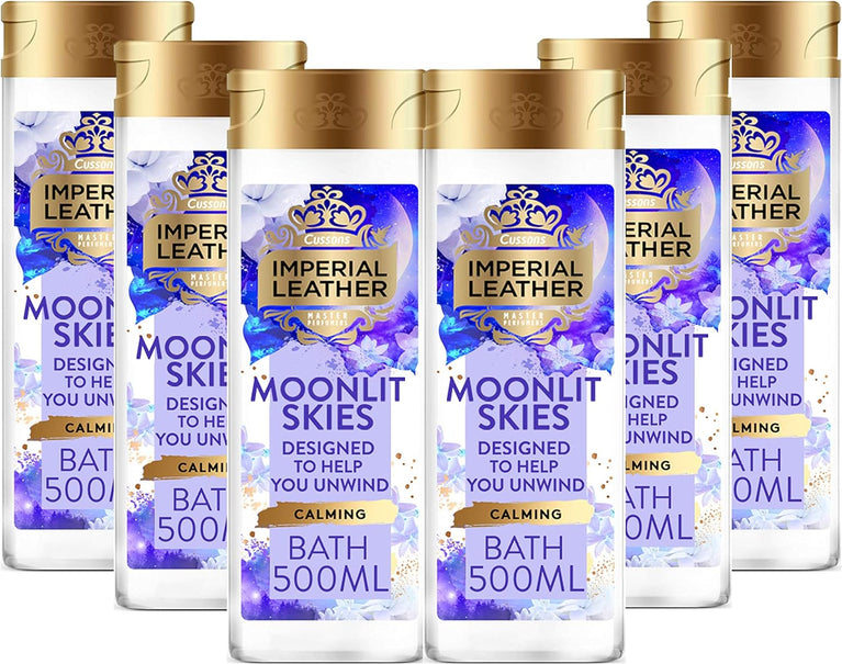 Imperial Leather Moonlit Skies & White Cashmere Calming Bath Cream, Pack of 6 x 500 ml