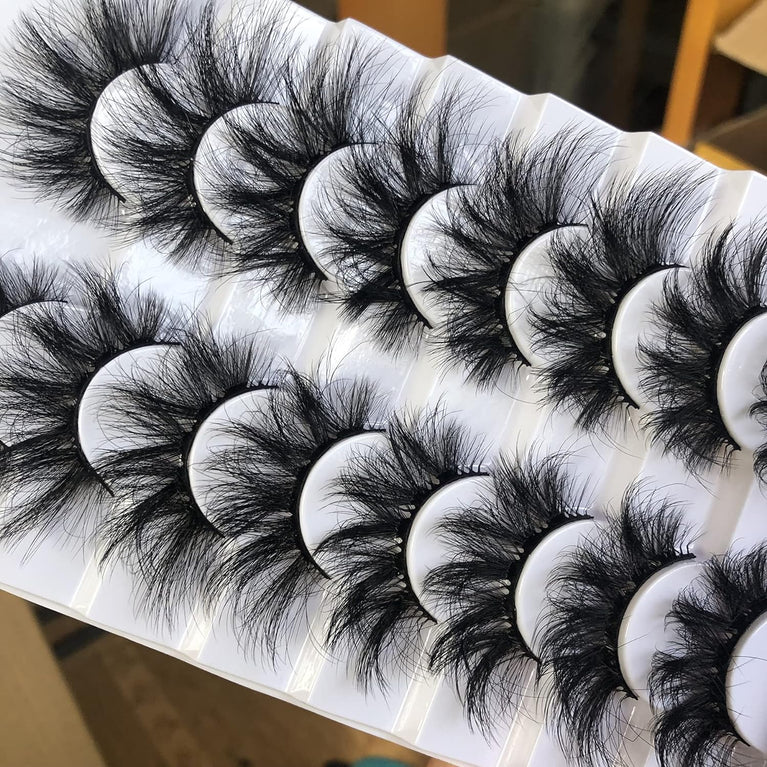 GMAGICTOBO Handmade 20mm 3D Mink False Eyelashes, 8 Pairs Fluffy Wispy Dramatic Eye Lashes Pack with Thick Volume, Soft and Lightweight for Bold Queen Makeup Look
