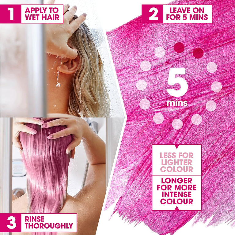 PROVOKE Go Pink Temporary Colour Hair Mask 300 ml, NEW Go Pink Without Commitment Lasts 8 Washes, Keratin Enriched Formula