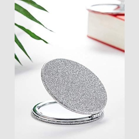 Dual-Sided Compact Mirror with PU Cover and 1X/3X Magnification