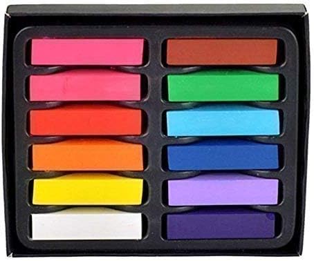 12pcs Temporary Hair Chalk Colour Set - Vibrant Non-Toxic Hair Dye Kit for Halloween Makeup and Birthday Parties