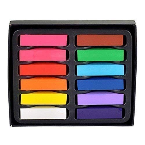 12pcs Temporary Hair Chalk Colour Set - Vibrant Non-Toxic Hair Dye Kit for Halloween Makeup and Birthday Parties