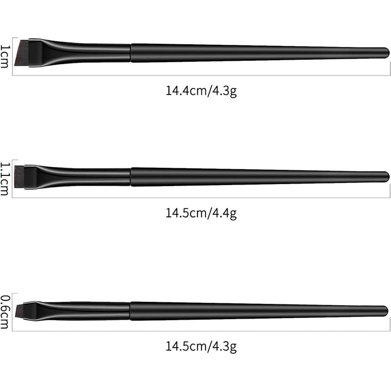 3-Piece Eyeliner Brush Set with Flat & Angled Brushes - Professional Makeup Tools for Shaping Eyebrows