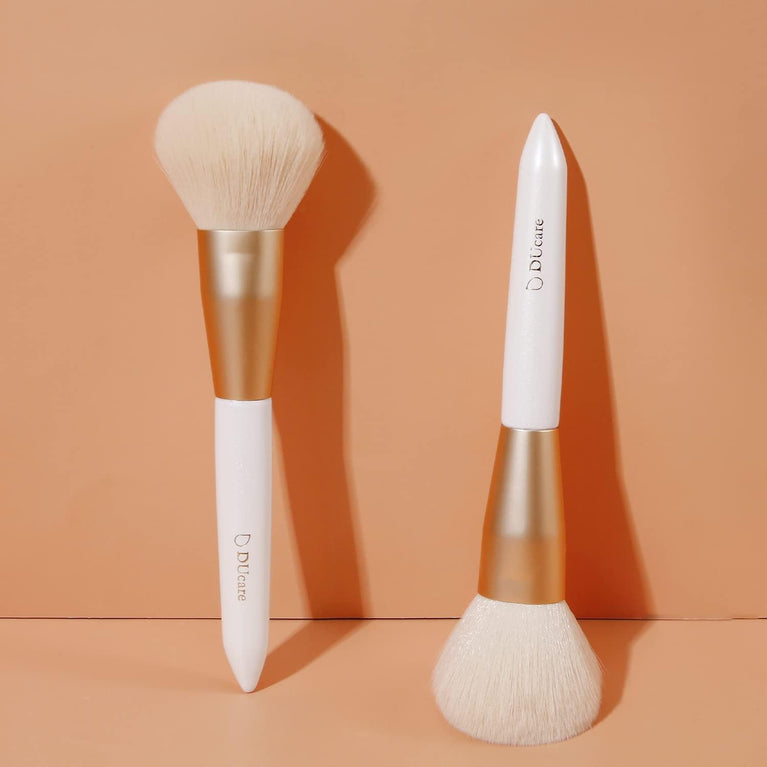 3-Piece Makeup Brush Set – White – Powder, Concealer and Blush Brushes, Vegan