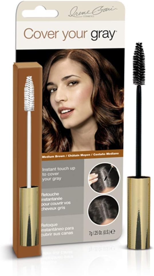 Gray Coverage Brush, Medium Brown - Root-Safe Conditioning and Shine-Boosting Hair Tool