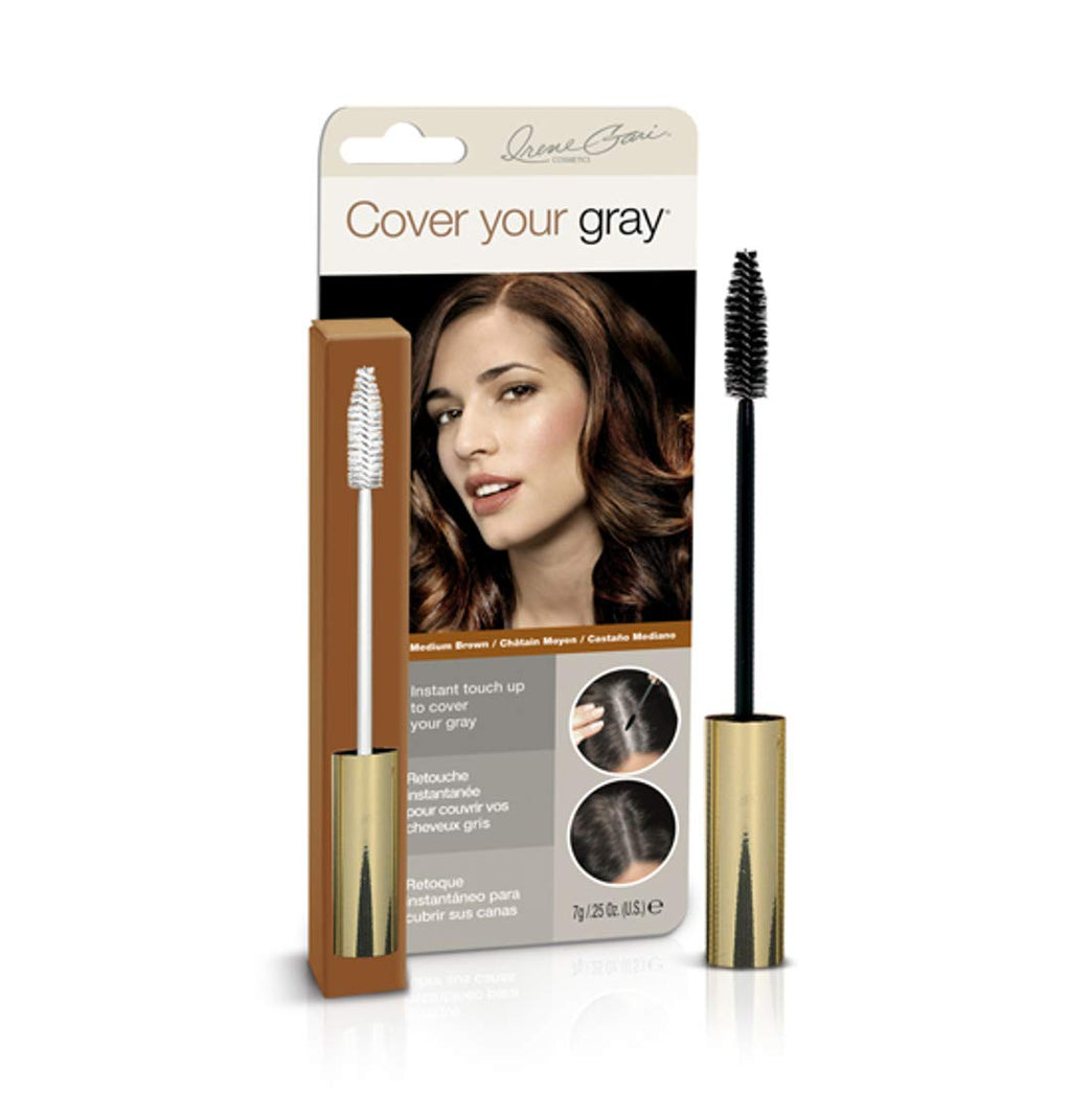 Gray Coverage Brush, Medium Brown - Root-Safe Conditioning and Shine-Boosting Hair Tool