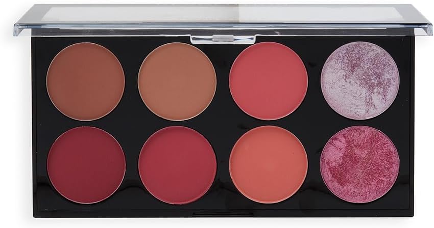 Revolution Beauty Ultra Blush Palette - 8 Matte and Shimmer Shades with Mirror, Sugar & Spice Edition - Cruelty-Free
