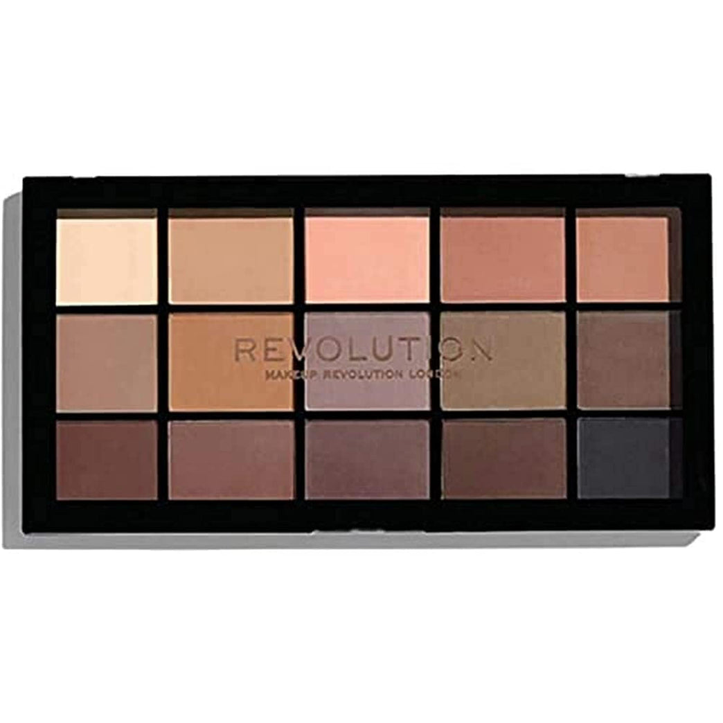 Makeup Revolution 15-Color Eyeshadow Palette, Intense Matte Shades, Suitable for All Skin Types, 16.5g