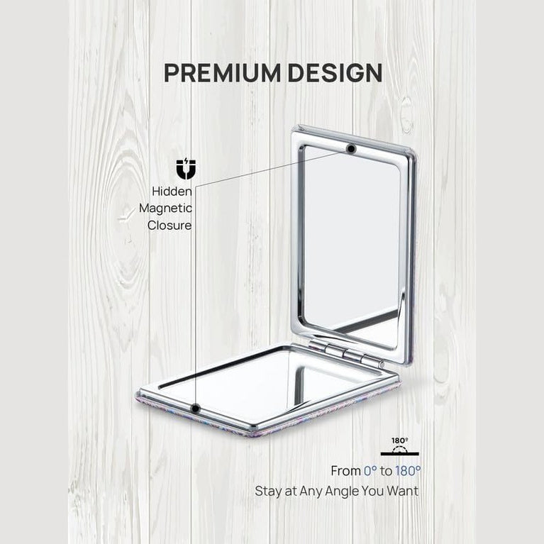 Square Compact Makeup Mirror with Magnetic Closure