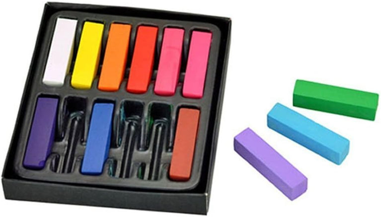 12pcs Temporary Hair Chalk Colour Set - Vibrant Non-Toxic Hair Dye Kit for Halloween Makeup and Birthday Parties