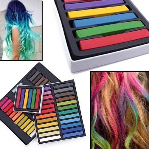12pcs Temporary Hair Chalk Colour Set - Vibrant Non-Toxic Hair Dye Kit for Halloween Makeup and Birthday Parties