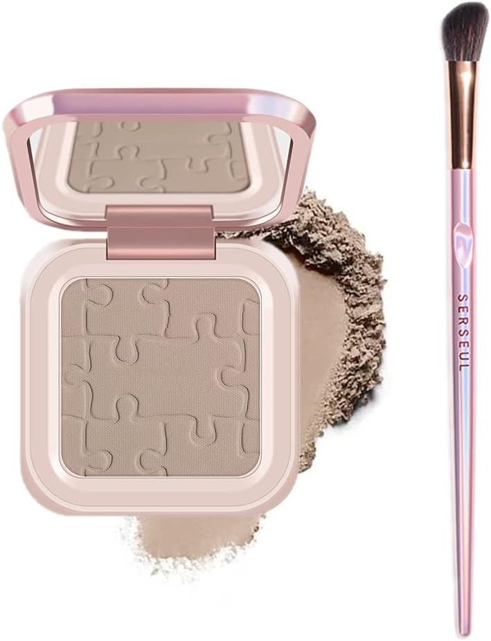 Go Ho All-in-One Contouring Makeup Set with Compact Mirror & Brush, Ultra-Smooth Pressed Powder for Face & Nose Contouring
