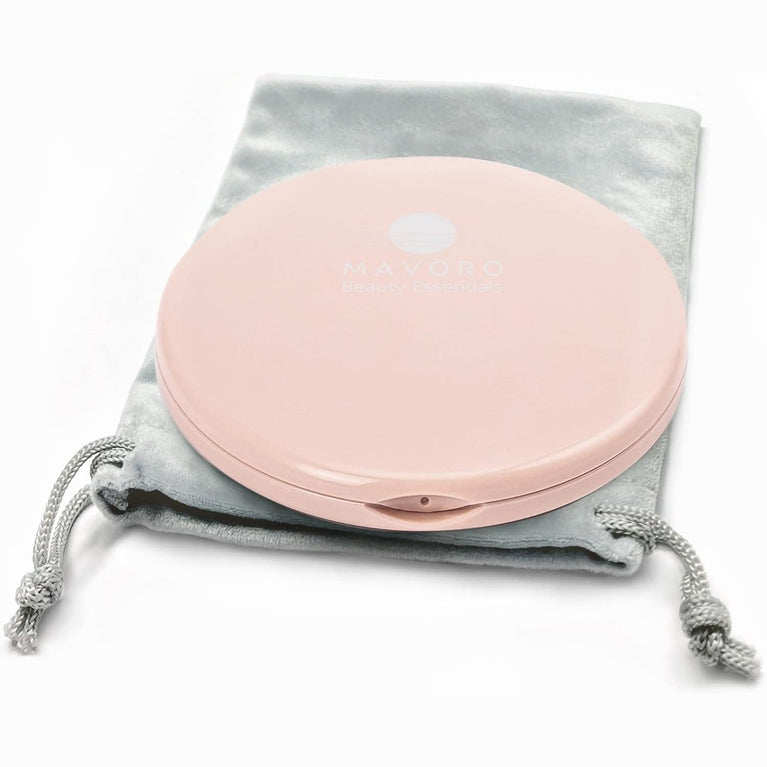 Compact Double-Sided Makeup Mirror with Hands-Free Hinge (Champagne Gold)