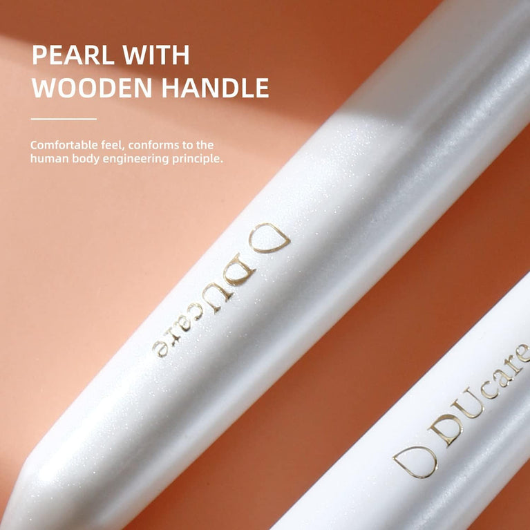 3-Piece Makeup Brush Set – White – Powder, Concealer and Blush Brushes, Vegan