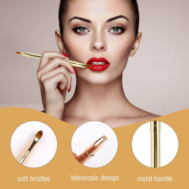 Double-Ended Retractable Lipstick Brushes for Lip Makeup, Pack of 2