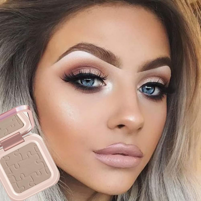 Go Ho All-in-One Contouring Makeup Set with Compact Mirror & Brush, Ultra-Smooth Pressed Powder for Face & Nose Contouring