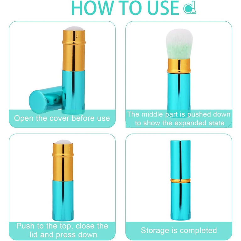 2 Pack Makeup Brush Duo with Retractable Design, Protective Covers, Fine Bristles for Flawless Bronzer