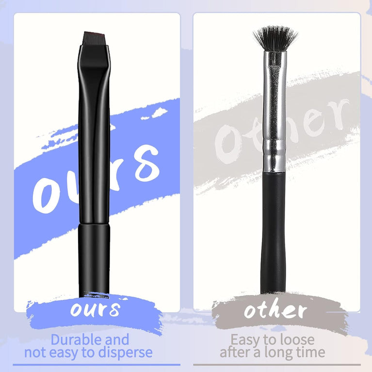 3-Piece Eyeliner Brush Set with Flat & Angled Brushes - Professional Makeup Tools for Shaping Eyebrows