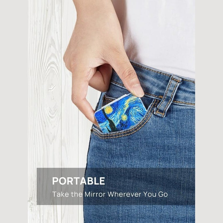 Square Compact Makeup Mirror with Magnetic Closure
