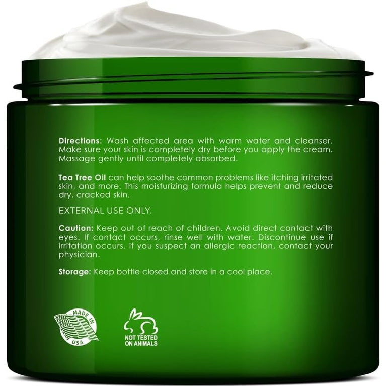 New York Biology's Tea Tree Oil Infused Foot Cream for Athlete's Foot, Nail Fungus, and Dry, Itchy Skin Relief - 226g