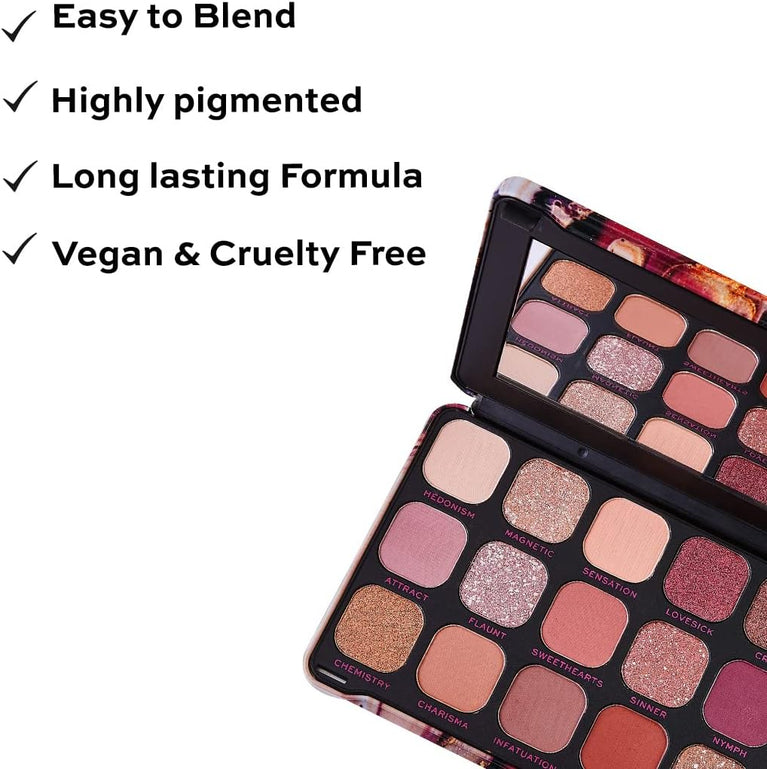 Makeup Revolution's Forever Flawless 18-shade Cannabis Sativa Infused Eyeshadow Palette with Matte and Shimmer Finishes, 19.8g - Chilled