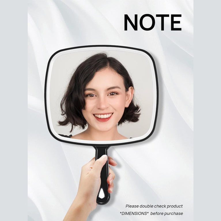 Classic Black Handheld Mirror with Handle, Single-Sided Square Design