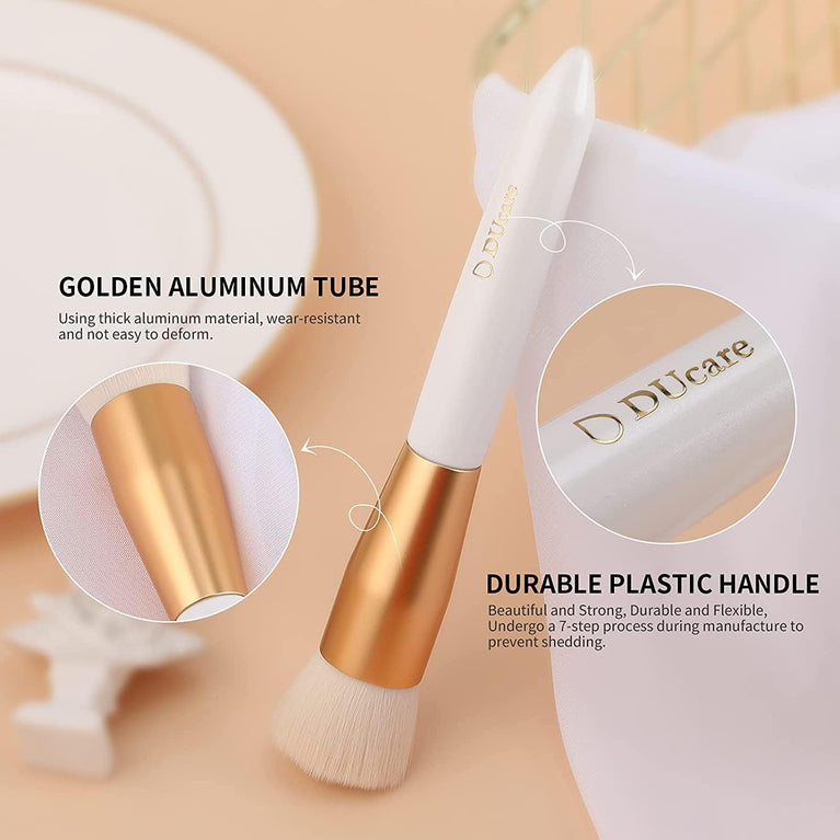3-Piece Makeup Brush Set – White – Powder, Concealer and Blush Brushes, Vegan