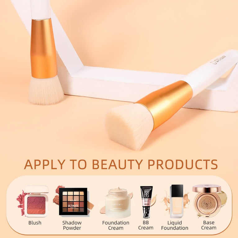 3-Piece Makeup Brush Set – White – Powder, Concealer and Blush Brushes, Vegan