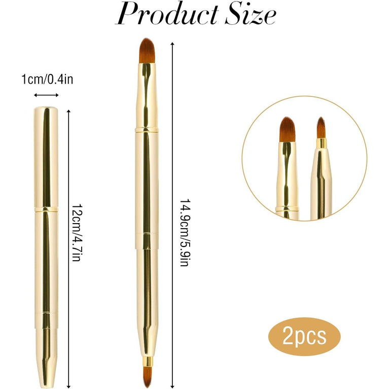Double-Ended Retractable Lipstick Brushes for Lip Makeup, Pack of 2