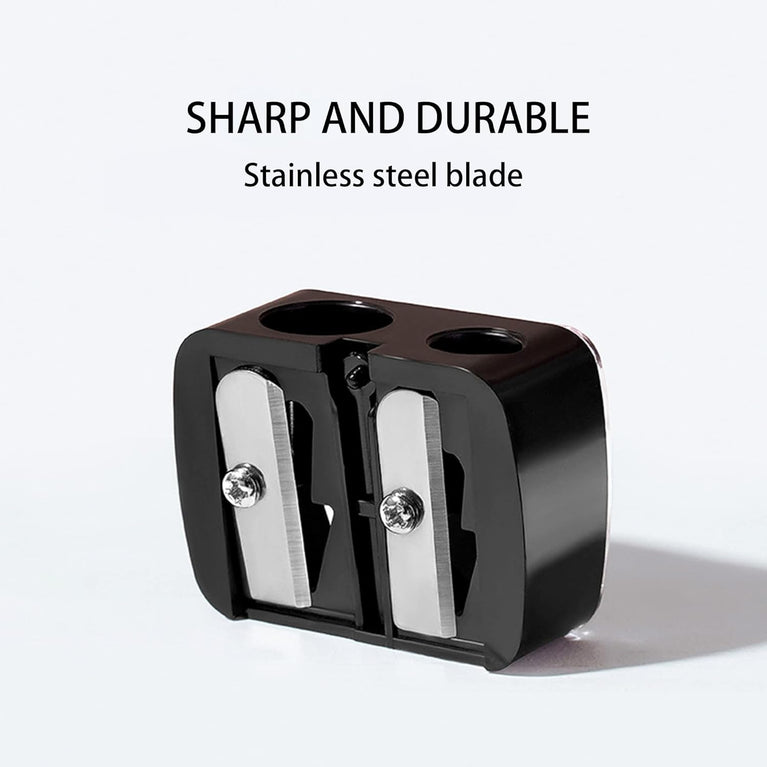 Dual Hole Makeup Pencil Sharpener with Detachable Cover for Eyeliner, Lip Liner & Eyebrow Pencils - Compact, Portable & Durable Cosmetic Tool