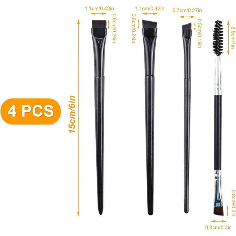 Eyeliner & Brow Brush Set with Angled, Flat, Double-Ended Brushes - Synthetic Bristles, Makeup Tool Kit