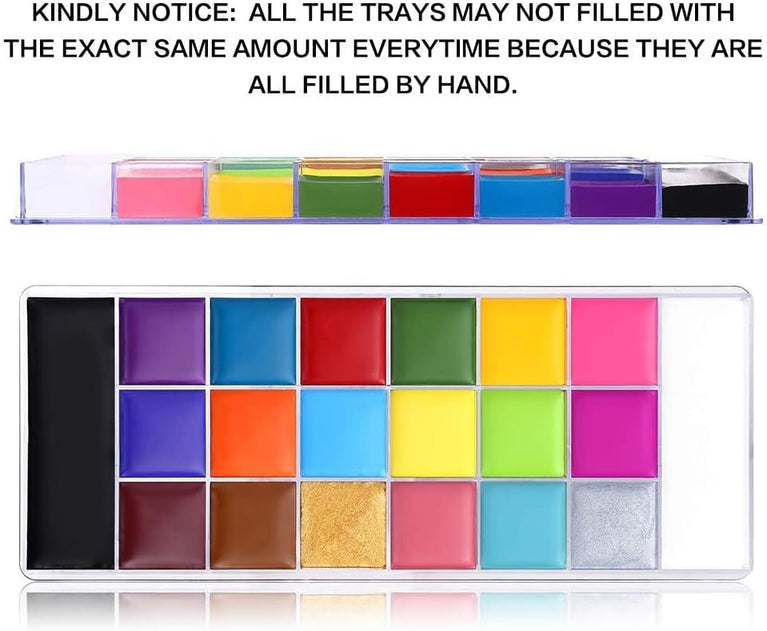 Pro-Series 20-Shade Body & Face Paint Palette – Non-Toxic, Intense Pigmentation, Smudge-Proof and Durable – Ideal for Halloween, Festivals, Parties, and Stage Performances